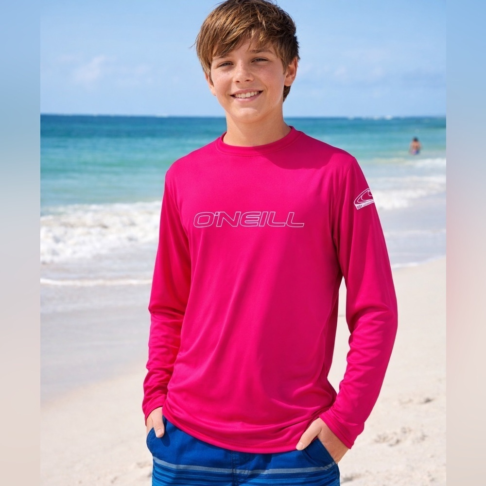 O’NEILL Boys' Youth Basic Skins 50+ Long Sleeve Sun Shirt Size 14 Watermelon
